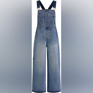 Cider Denim Overalls Size L Blue Wide Leg Bib Jeans